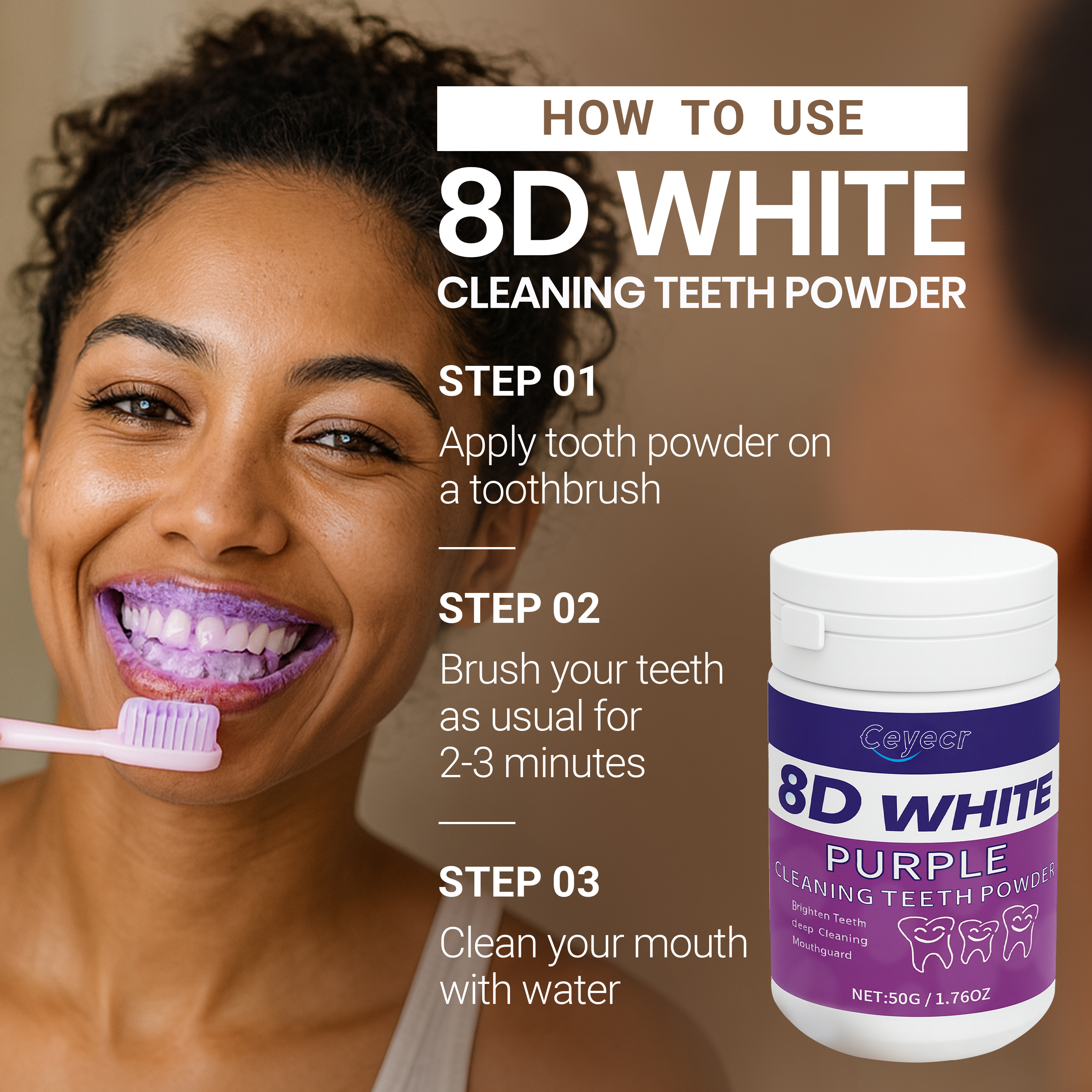 8D white Teeth Whitening Powde - مراجعة Teeth Whitening Near Me وسعره